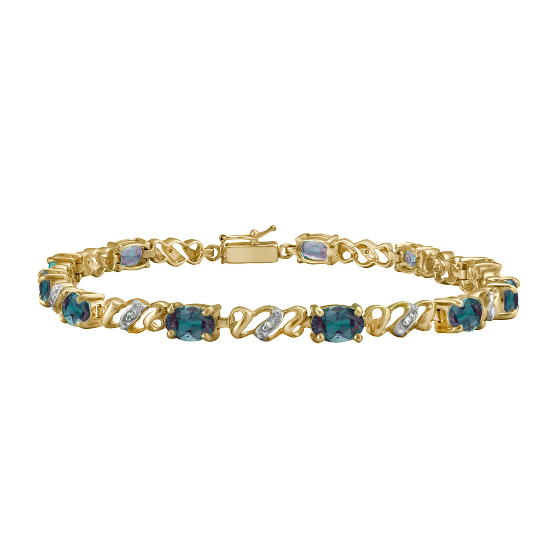 Created Alexandrite and Diamond Fashion Bracelet in Yellow Gold - jewelerize.com