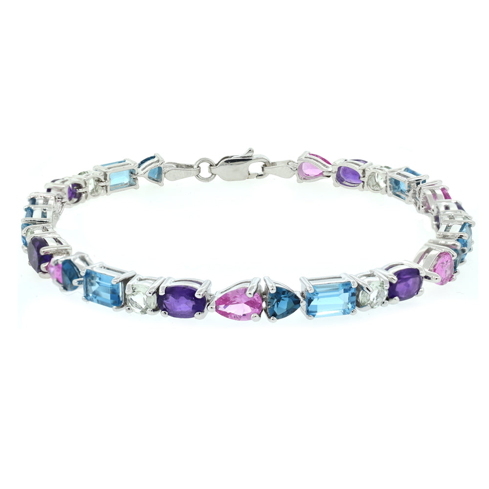 Multi Gemstone, Multi Shape Bracelet in Sterling Silver - jewelerize.com