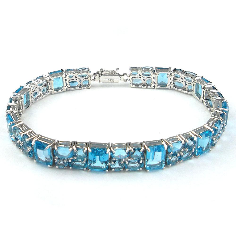 Blue Topaz Fashion Tennis Bracelet in Sterling Silver - jewelerize.com