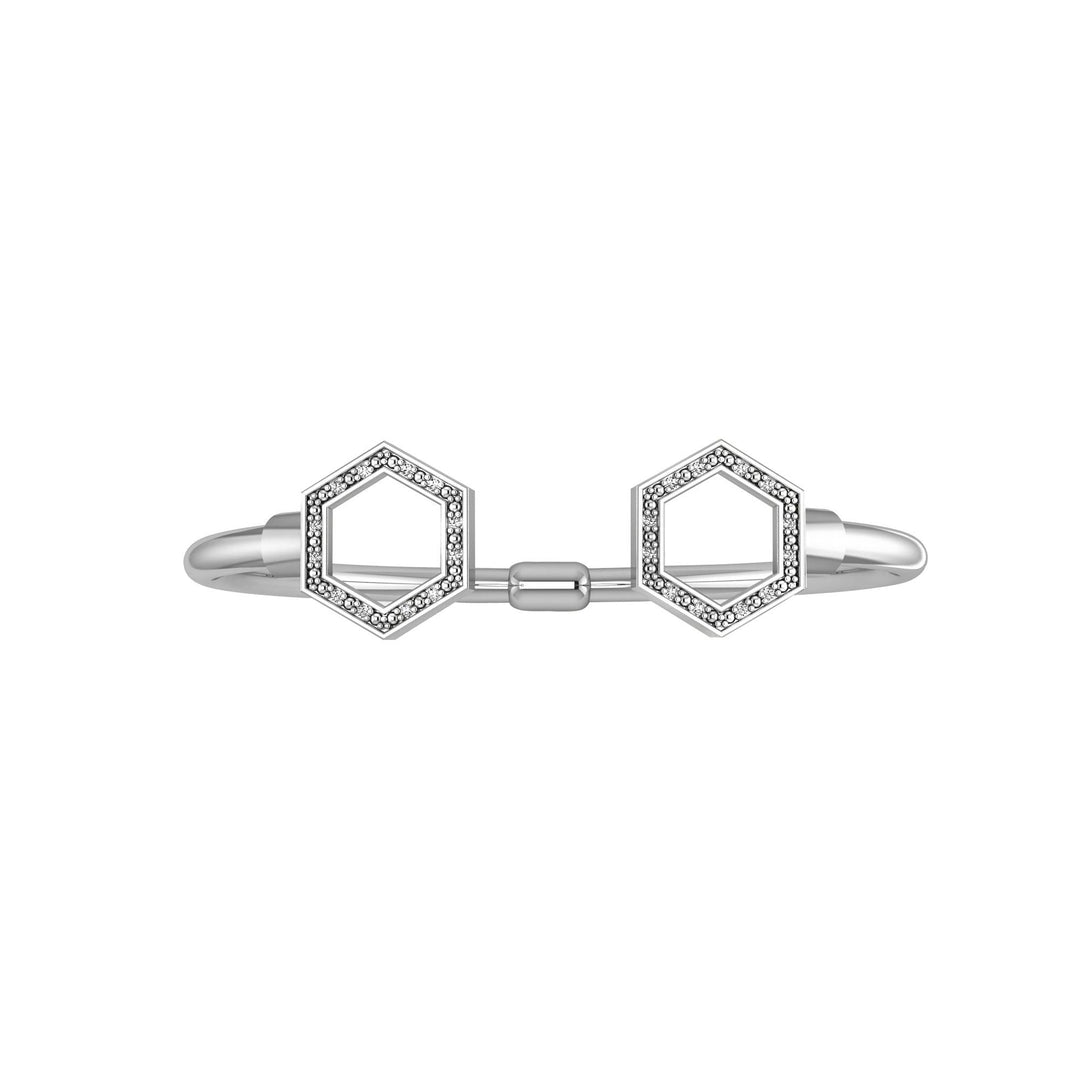 Diamond Fashion Geometric Hinged Bangle in Silver - jewelerize.com