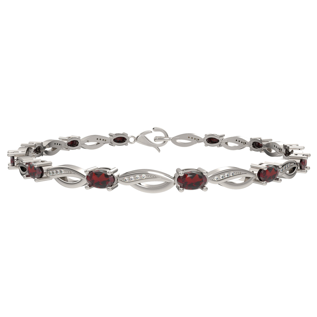 Garnet and Diamond Fashion Bracelet in Sterling Silver - jewelerize.com