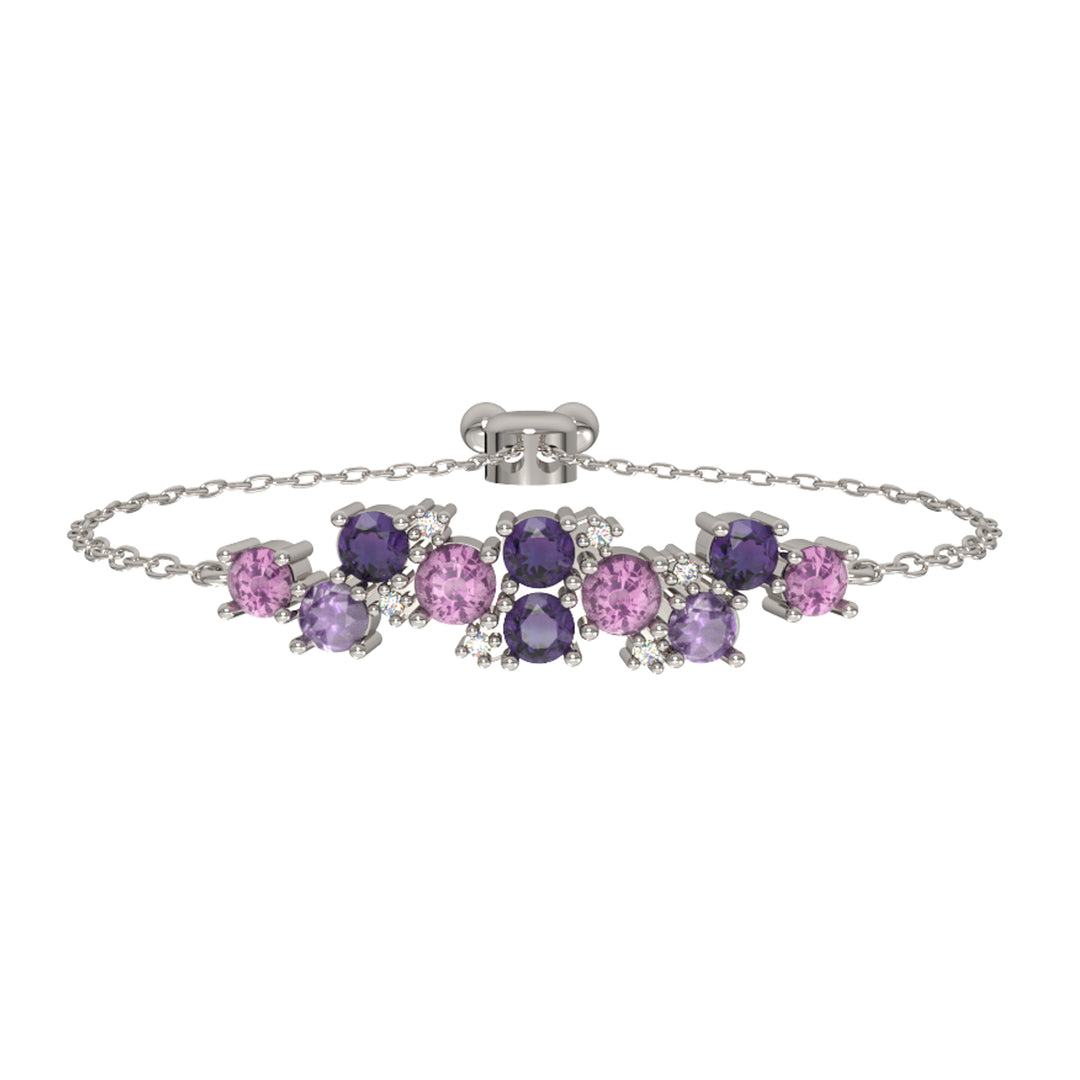 Multi Pink and Purple Bolo Bracelet in Sterling Silver - jewelerize.com