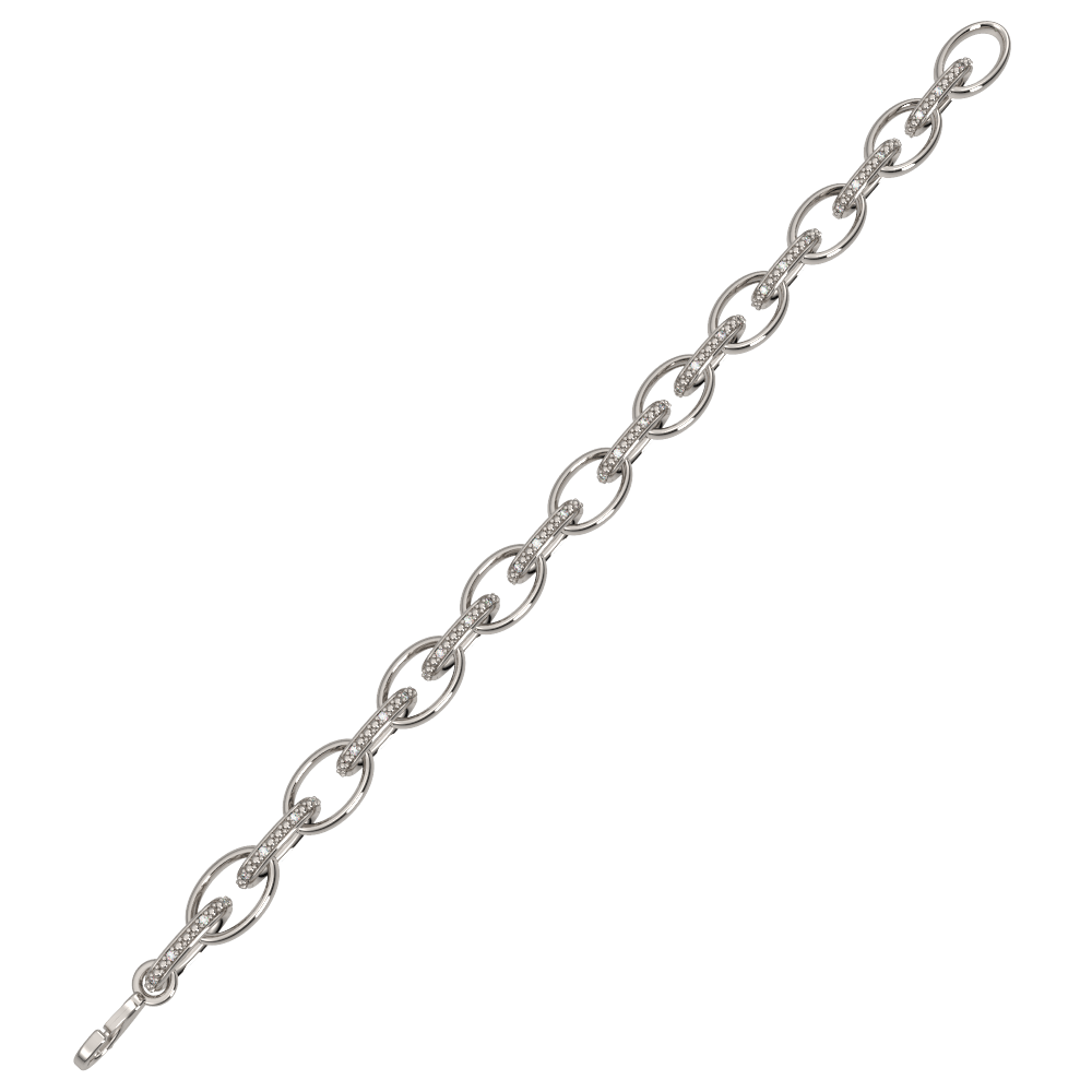 Diamond Fashion Link Bracelet in Sterling Silver - jewelerize.com