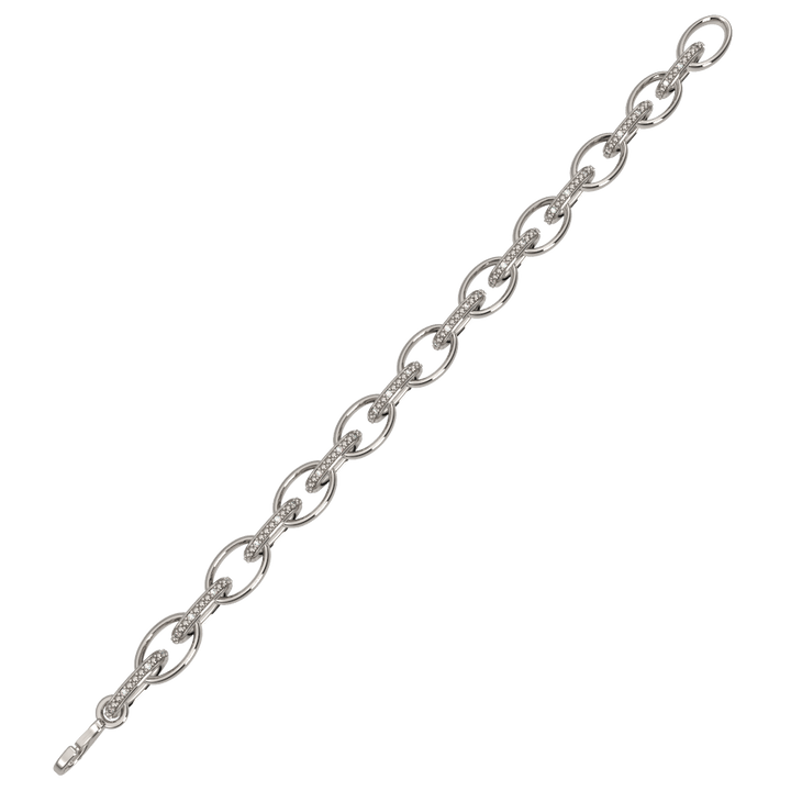 Diamond Fashion Link Bracelet in Sterling Silver - jewelerize.com