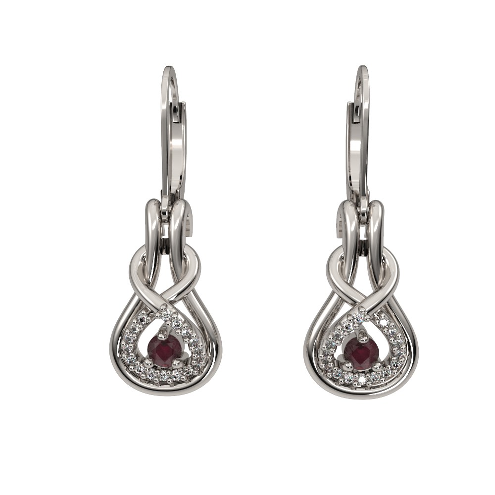 Genuine Ruby and Diamond Sterling Silver Earrings - jewelerize.com