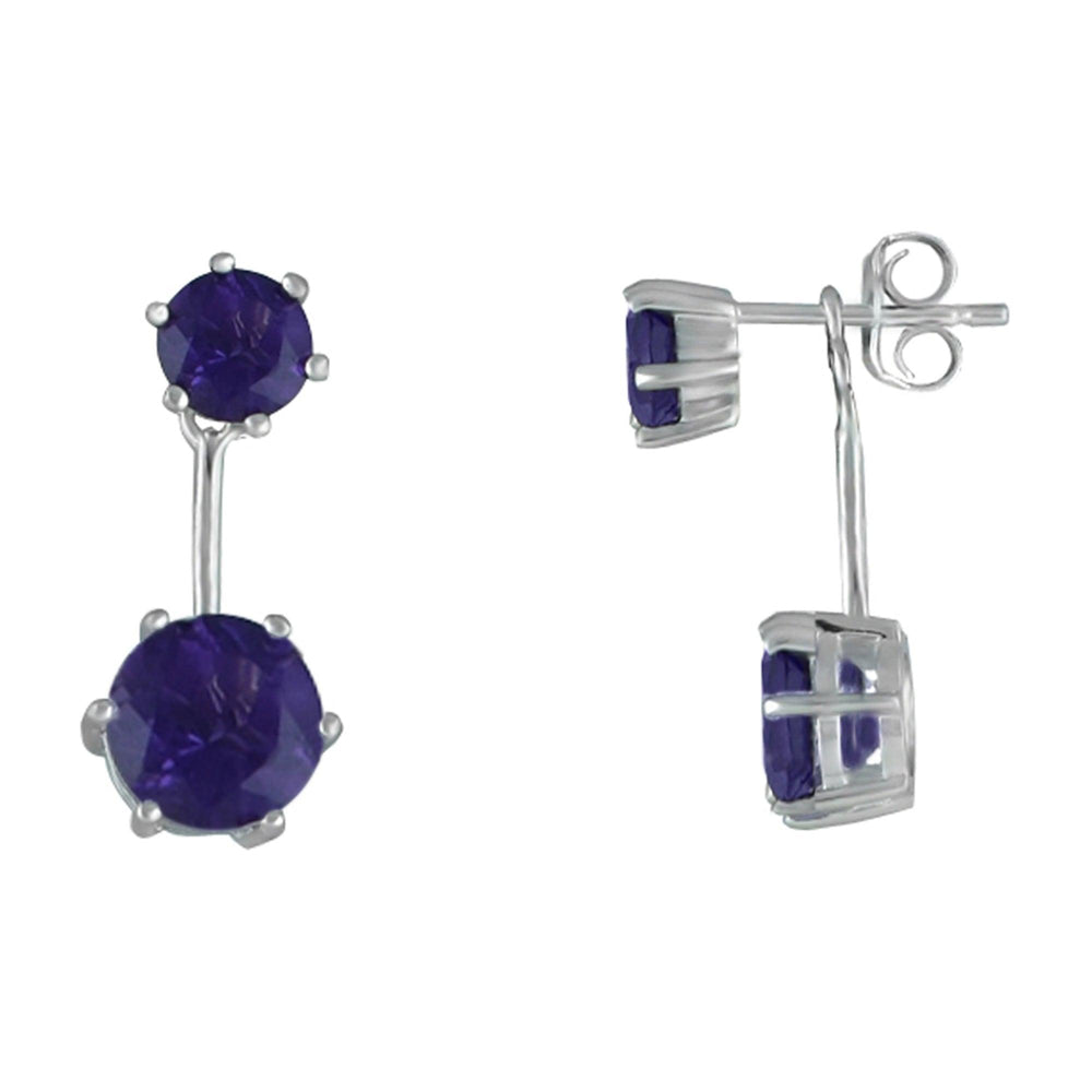 Amethyst Front/Back Earrings in Sterling Silver - jewelerize.com