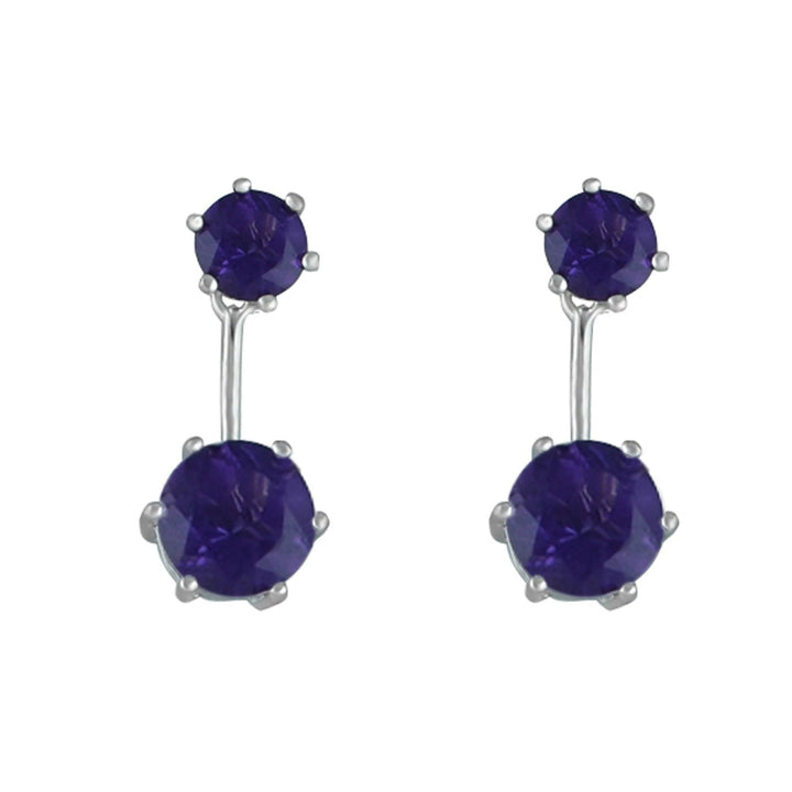 Amethyst Front/Back Earrings in Sterling Silver - jewelerize.com