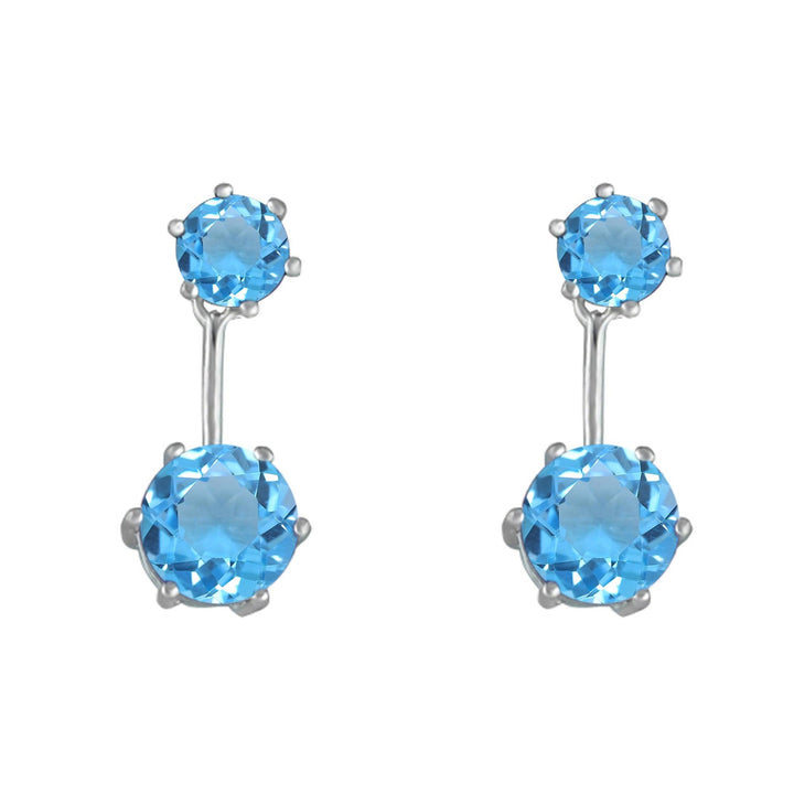 Blue Topaz Front/Back Earrings in Sterling Silver - jewelerize.com