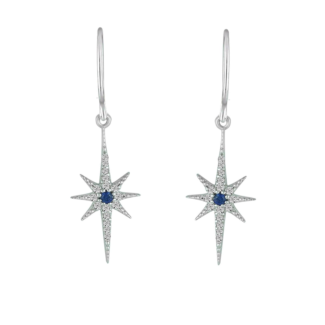 Sapphire and Diamond Star Earrings in Silver - jewelerize.com