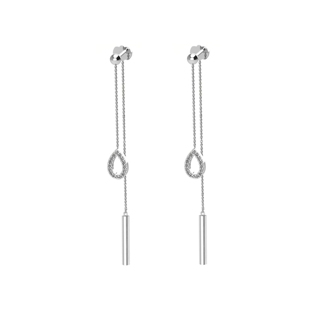 Diamond Fashion Front/Back Dangle Earrings in Silver - jewelerize.com