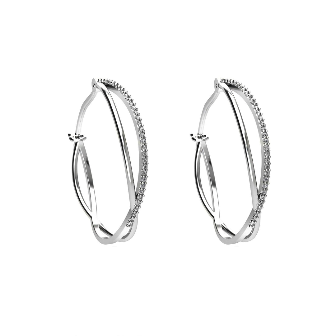 Diamond Fashion Hoop Earrings in 10K White Gold - jewelerize.com