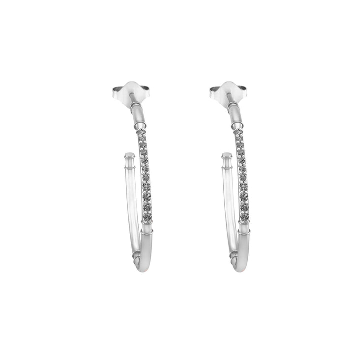 Diamond Fashion Half Hoop Earrings in 10K White Gold - jewelerize.com