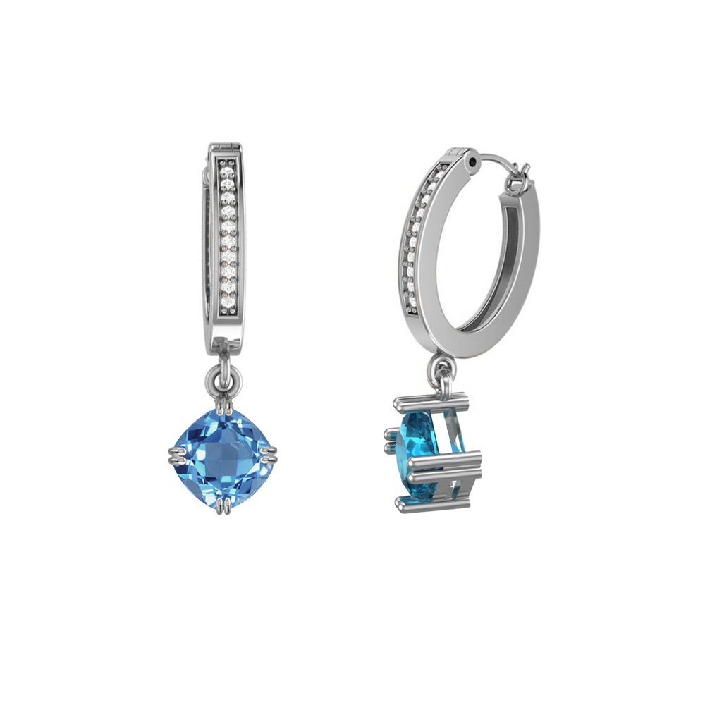 Blue Topaz and Diamond Dangle Earrings in 10K White Gold - jewelerize.com