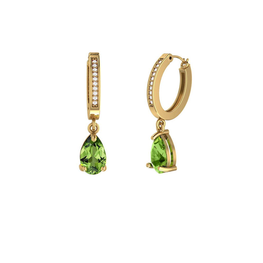 Peridot and Diamond Dangle Earrings in 10K Yellow Gold - jewelerize.com