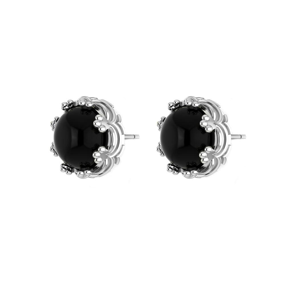 Black Onyx Studs in 10k White Gold - jewelerize.com