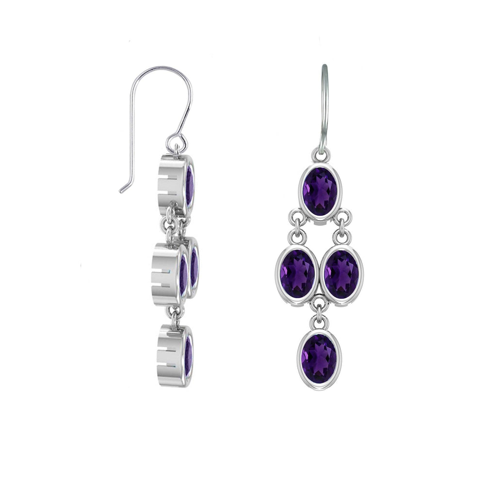 Amethyst Dangle Earrings in Sterling Silver - jewelerize.com