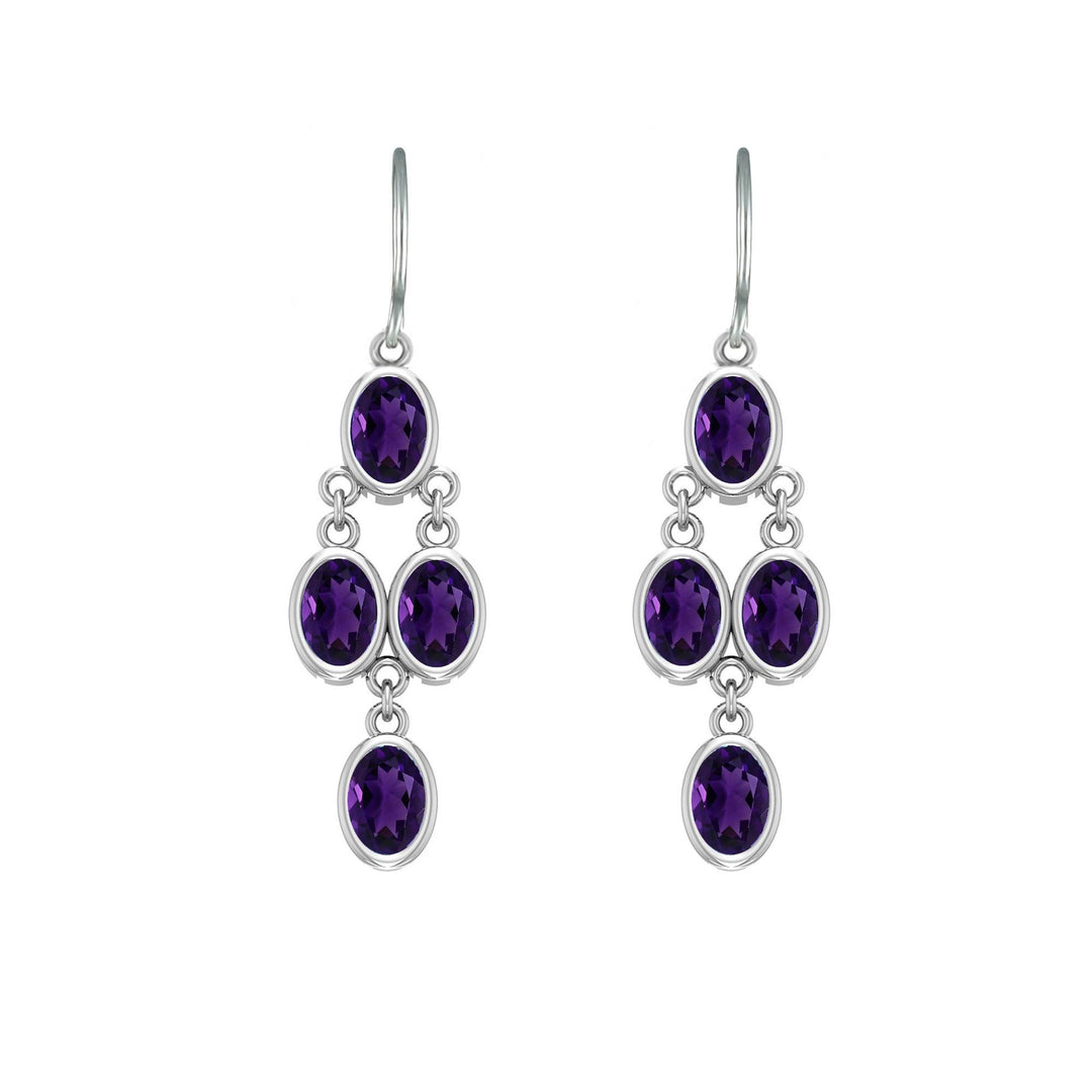 Amethyst Dangle Earrings in Sterling Silver - jewelerize.com