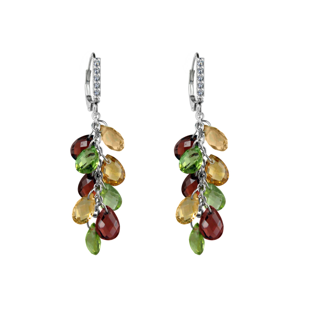 Citrine, Garnet, Peridot Dangle Earrings in Sterling Silver - jewelerize.com