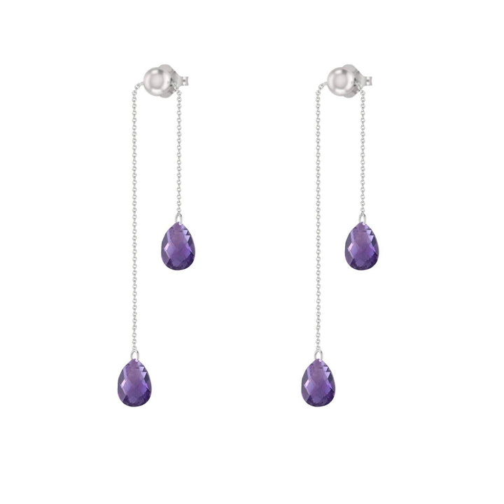 Briolette Amethyst Adjustable Earrings in Sterling Silver - jewelerize.com