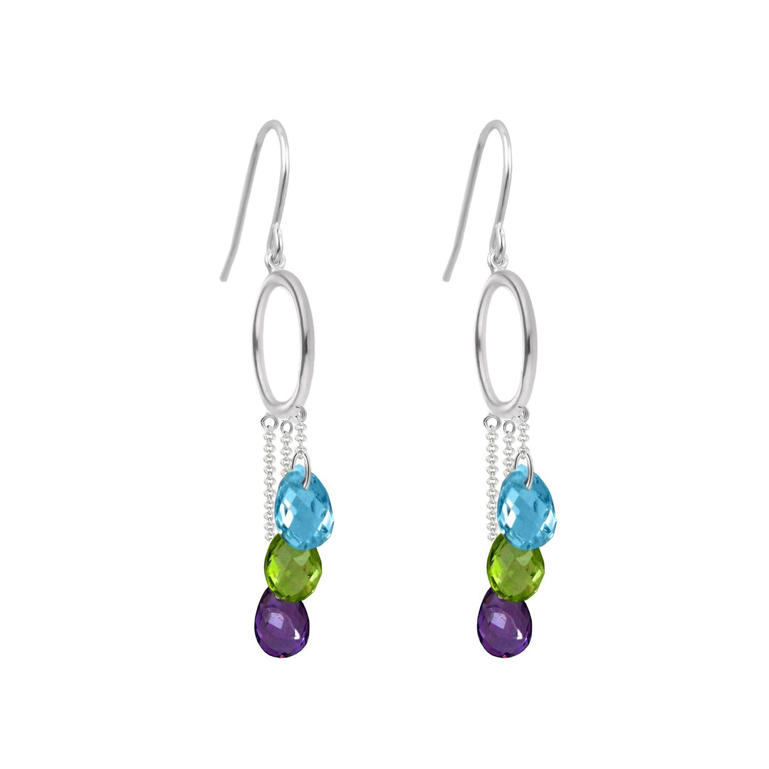 Multi Color Briolette Earrings in Sterling Silver - jewelerize.com