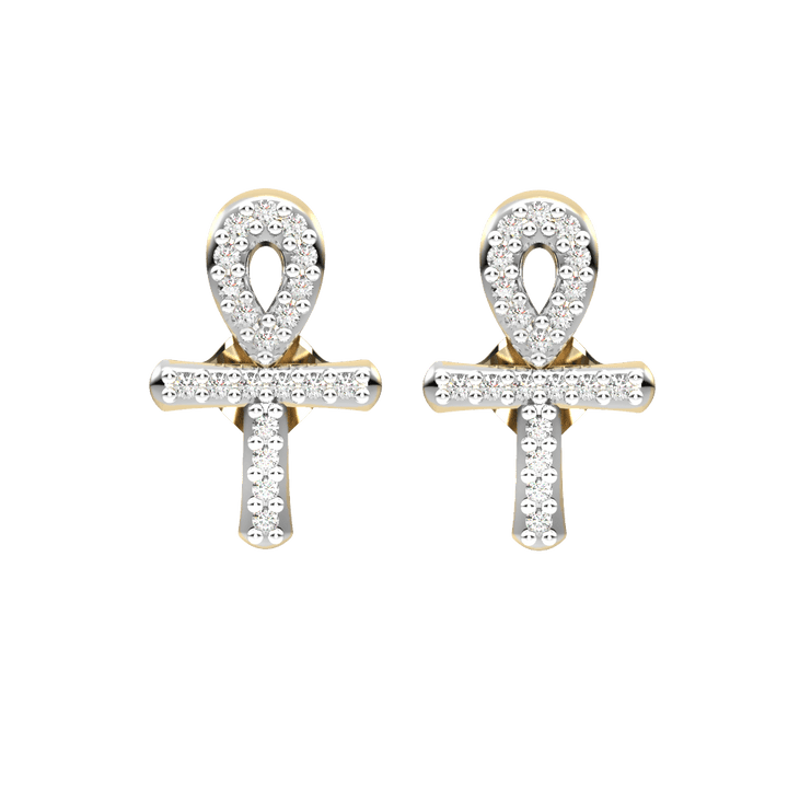 Diamond Cross Stud Earrings in 10K Yellow Gold - jewelerize.com