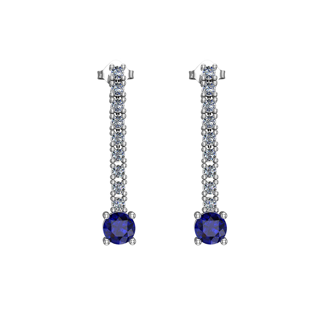 Created Blue and White Sapphire Drop Earrings in Silver - jewelerize.com