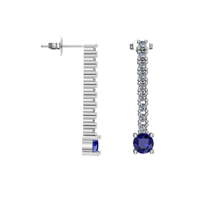 Created Blue and White Sapphire Drop Earrings in Silver - jewelerize.com