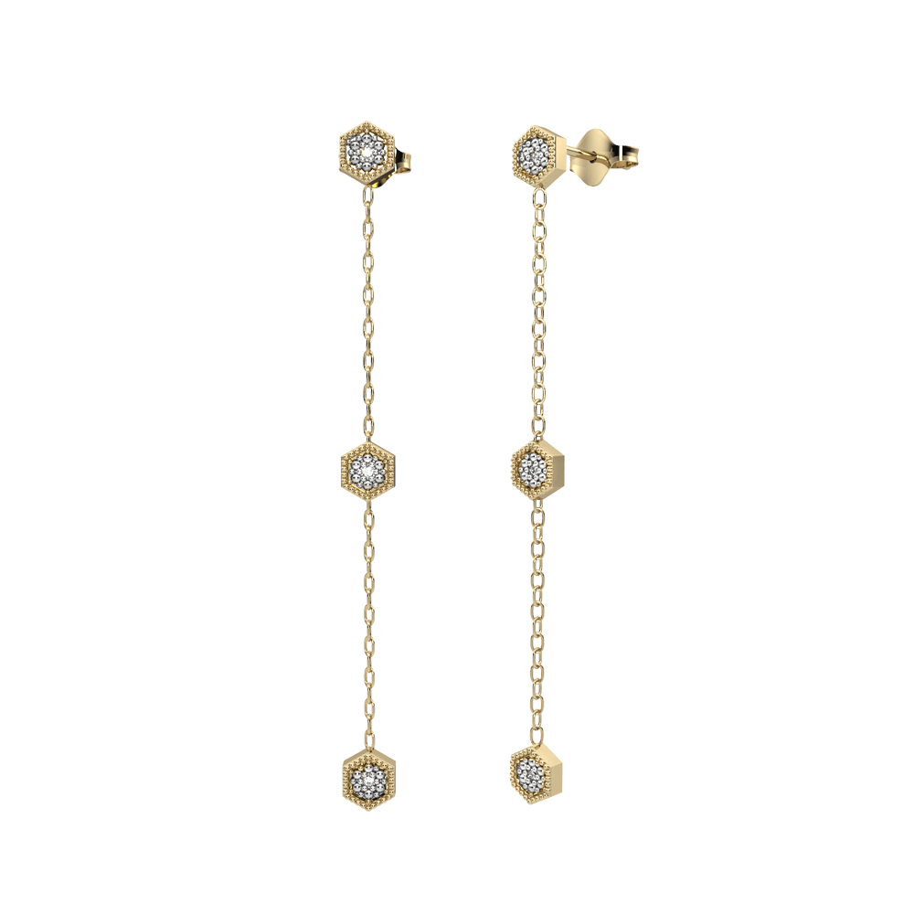 Diamond Fashion Drop Earrings in 10K Yellow Gold - jewelerize.com