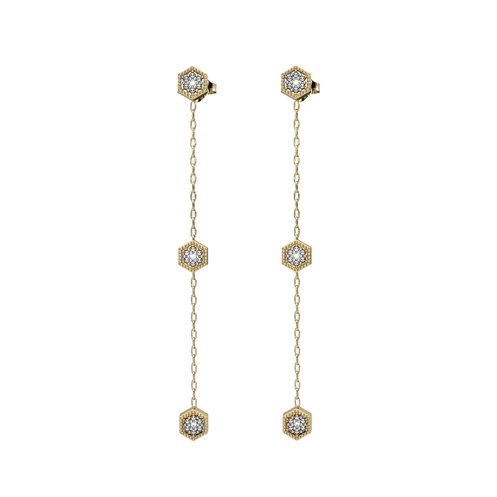 Diamond Fashion Drop Earrings in 10K Yellow Gold - jewelerize.com