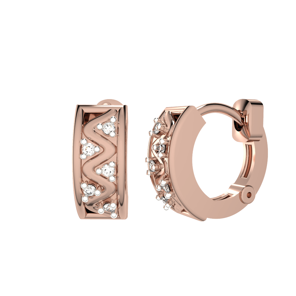 Diamond Huggie Earrings in 10K Rose Gold - jewelerize.com