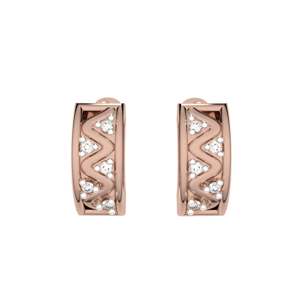 Diamond Huggie Earrings in 10K Rose Gold - jewelerize.com