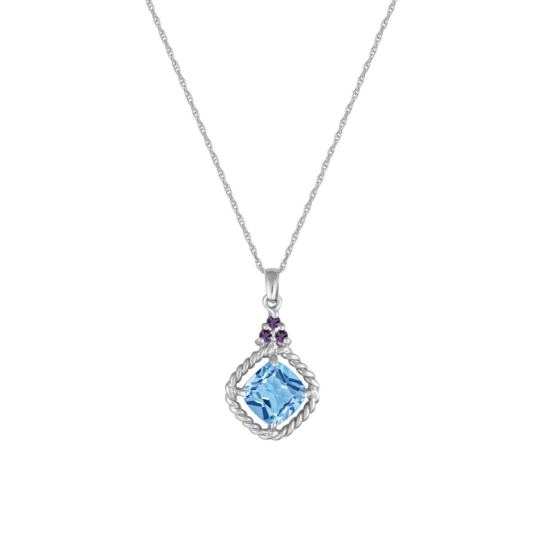 Blue Topaz and Amethyst Fashion Pendant in 10K WhiteGold - jewelerize.com