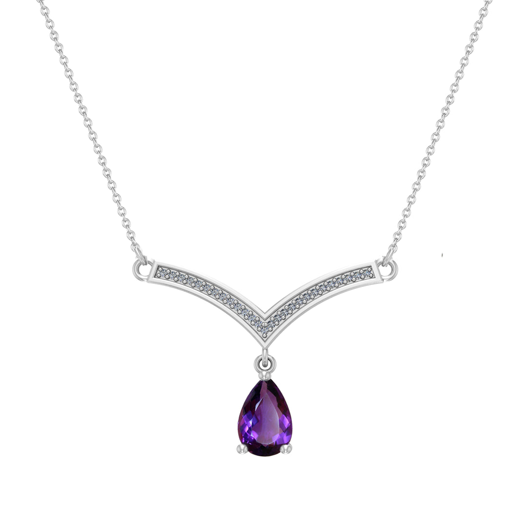 Amethyst and Diamond Fashion Necklace in Silver - jewelerize.com