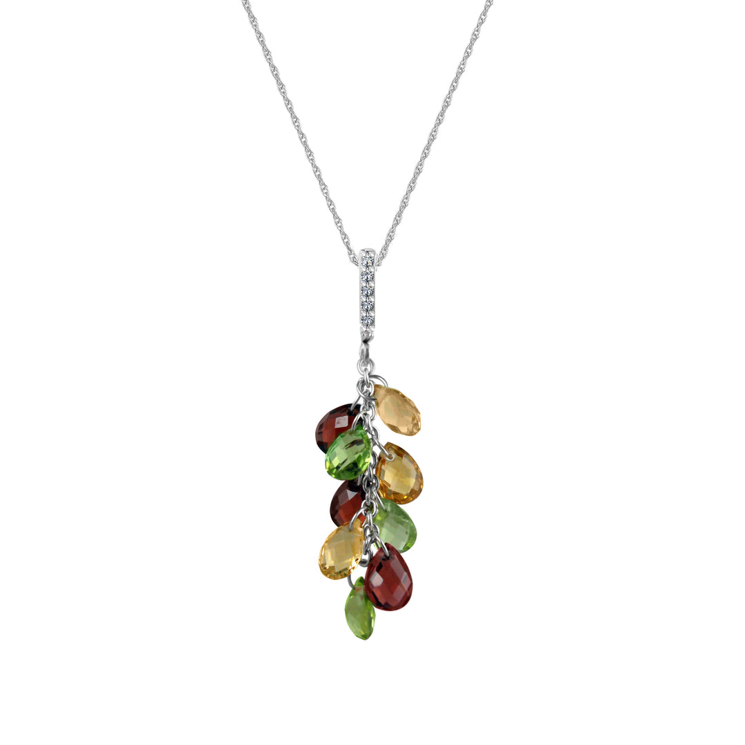 Citrine, Garnet, Peridot Dangle Pendant in Sterling Silver - jewelerize.com