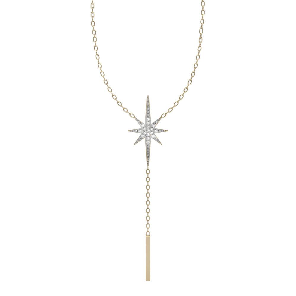 Diamond Fashion Star Lariat Necklace in 10K Yellow Gold - jewelerize.com