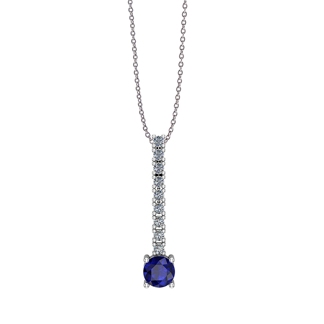 Created Blue and White Sapphire Drop Pendant in Silver - jewelerize.com