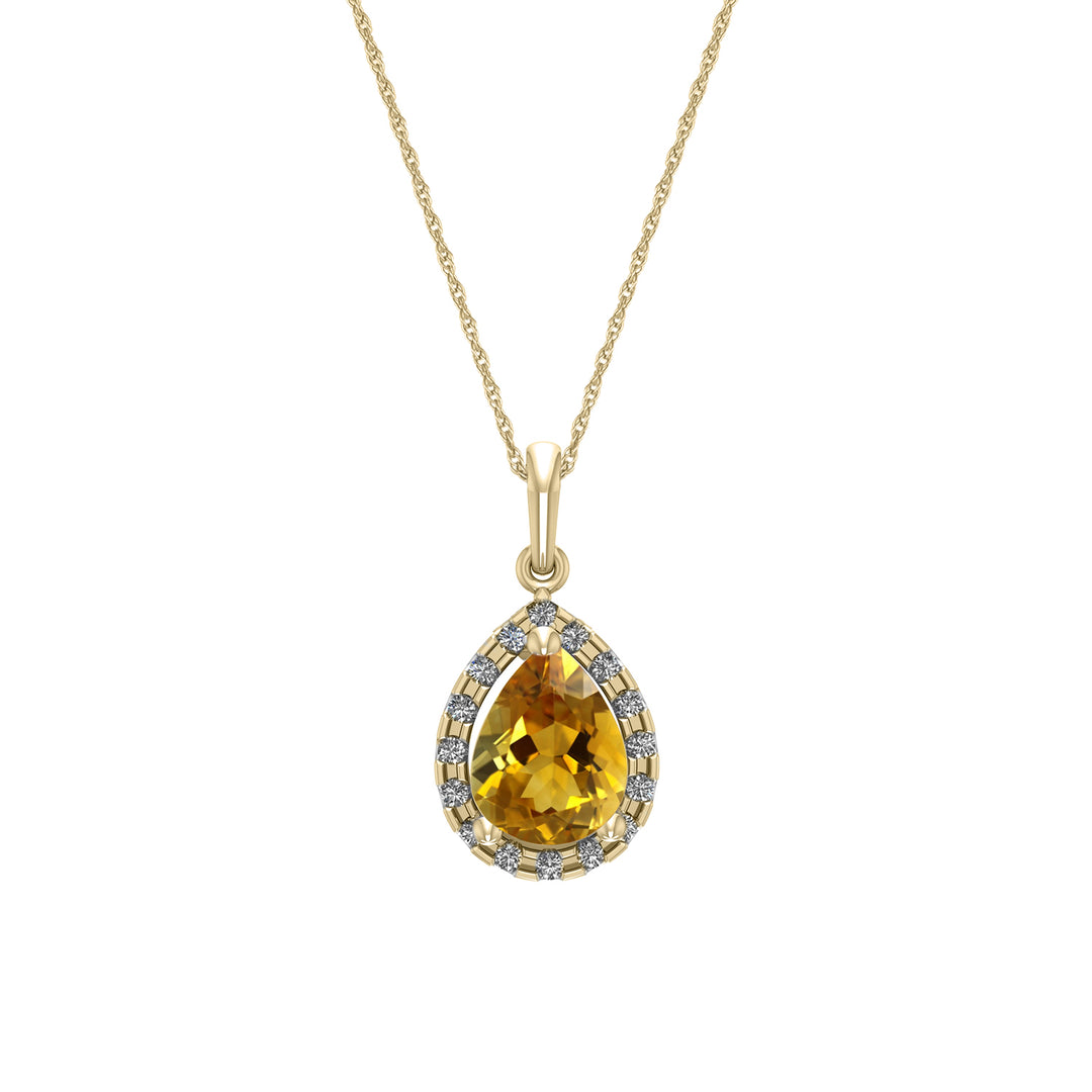 Pear Citrine and Diamond Yellow Gold Pendant - jewelerize.com