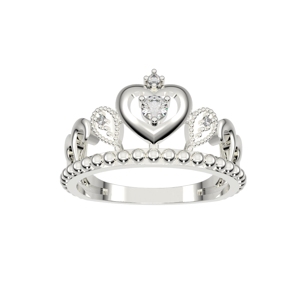 White Topaz and Diamond Heart Crown Ring in Sterling Silver - jewelerize.com