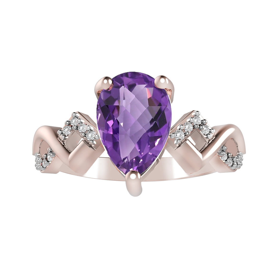 Amethyst and Diamond Fashion Ring in 10K Rose Gold - jewelerize.com