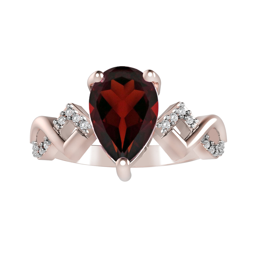 Garnet and Diamond Fashion Ring in 10K Rose Gold - jewelerize.com