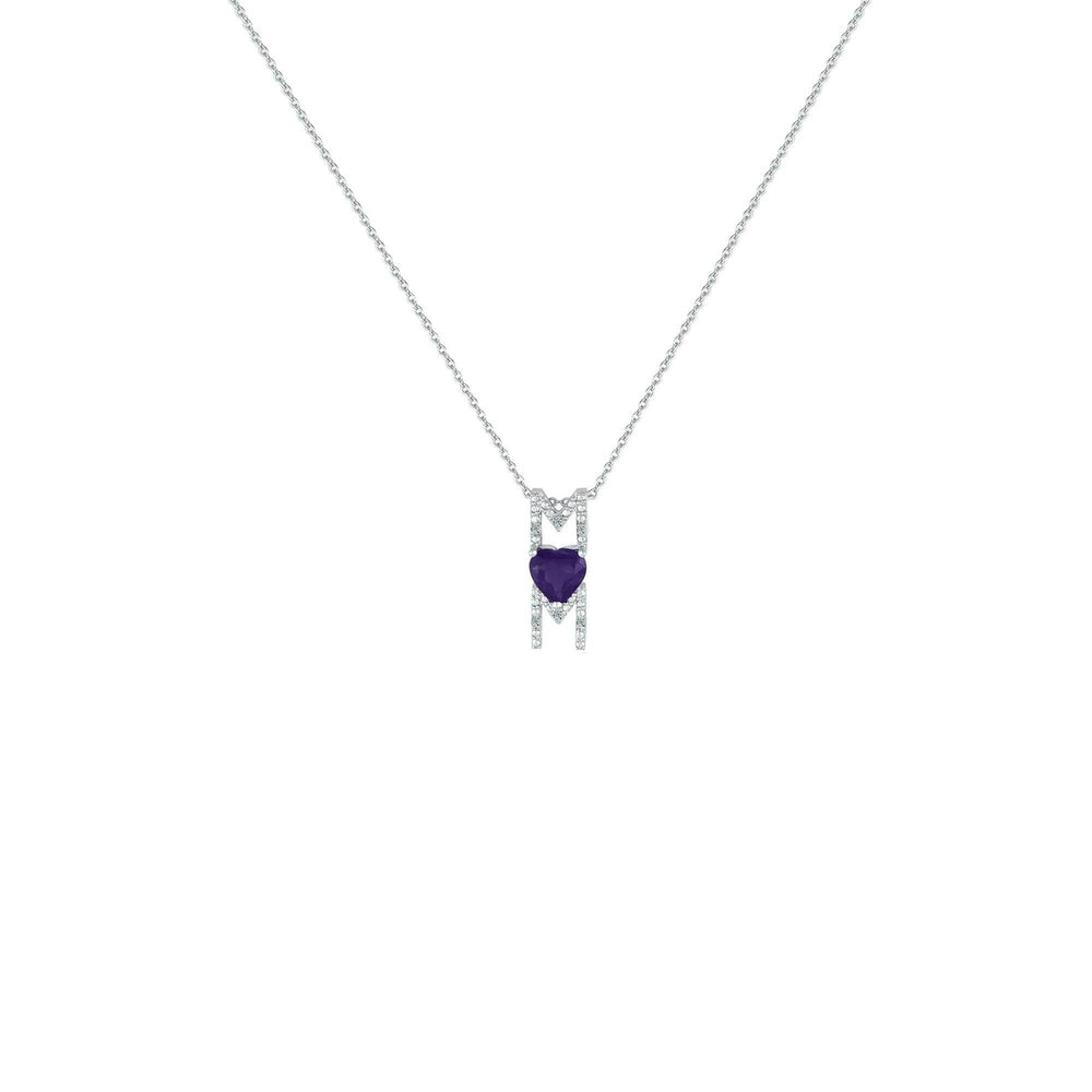 Amethyst Mom Pendant - Necklace with Amethyst Heart in Silver - jewelerize.com