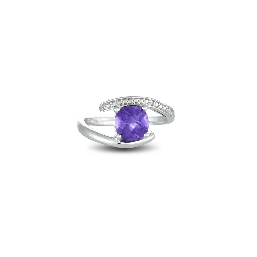 Amethyst and Diamond Accent Ring in Sterling Silver - jewelerize.com