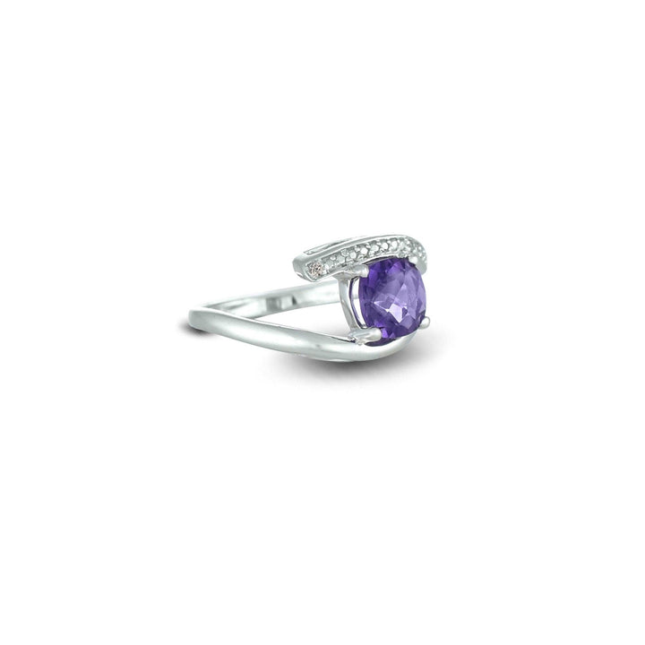 Amethyst and Diamond Accent Ring in Sterling Silver - jewelerize.com