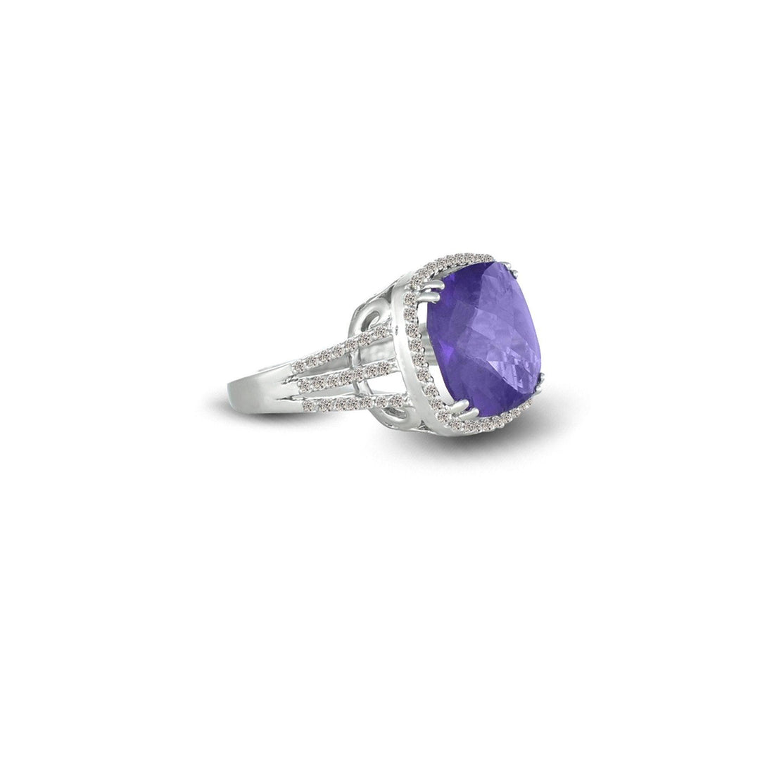 Amethyst and Diamond Fashion Ring in Sterling Silver - jewelerize.com