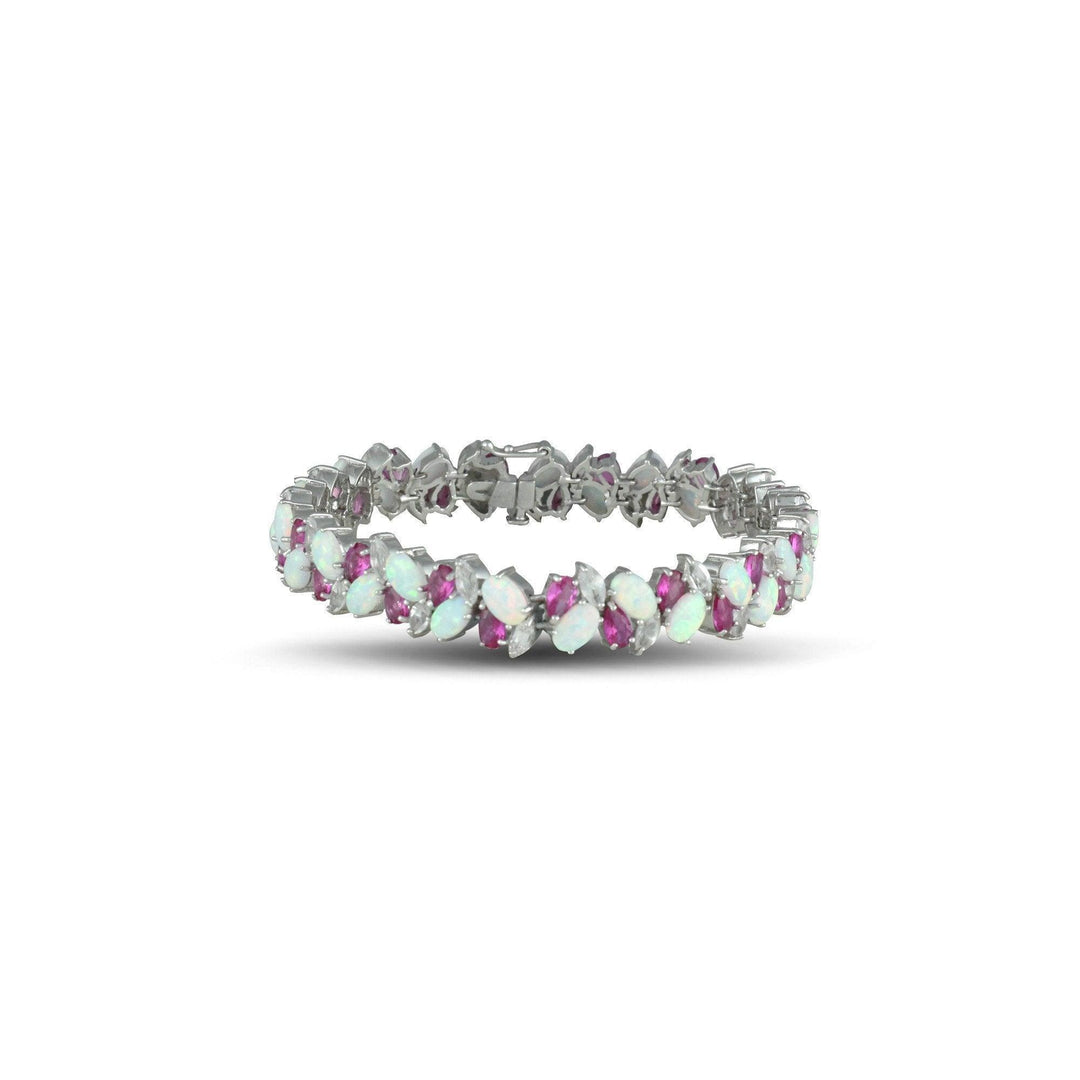 Sterling Silver Bracelet With Multi Colored Created Gemstones - jewelerize.com