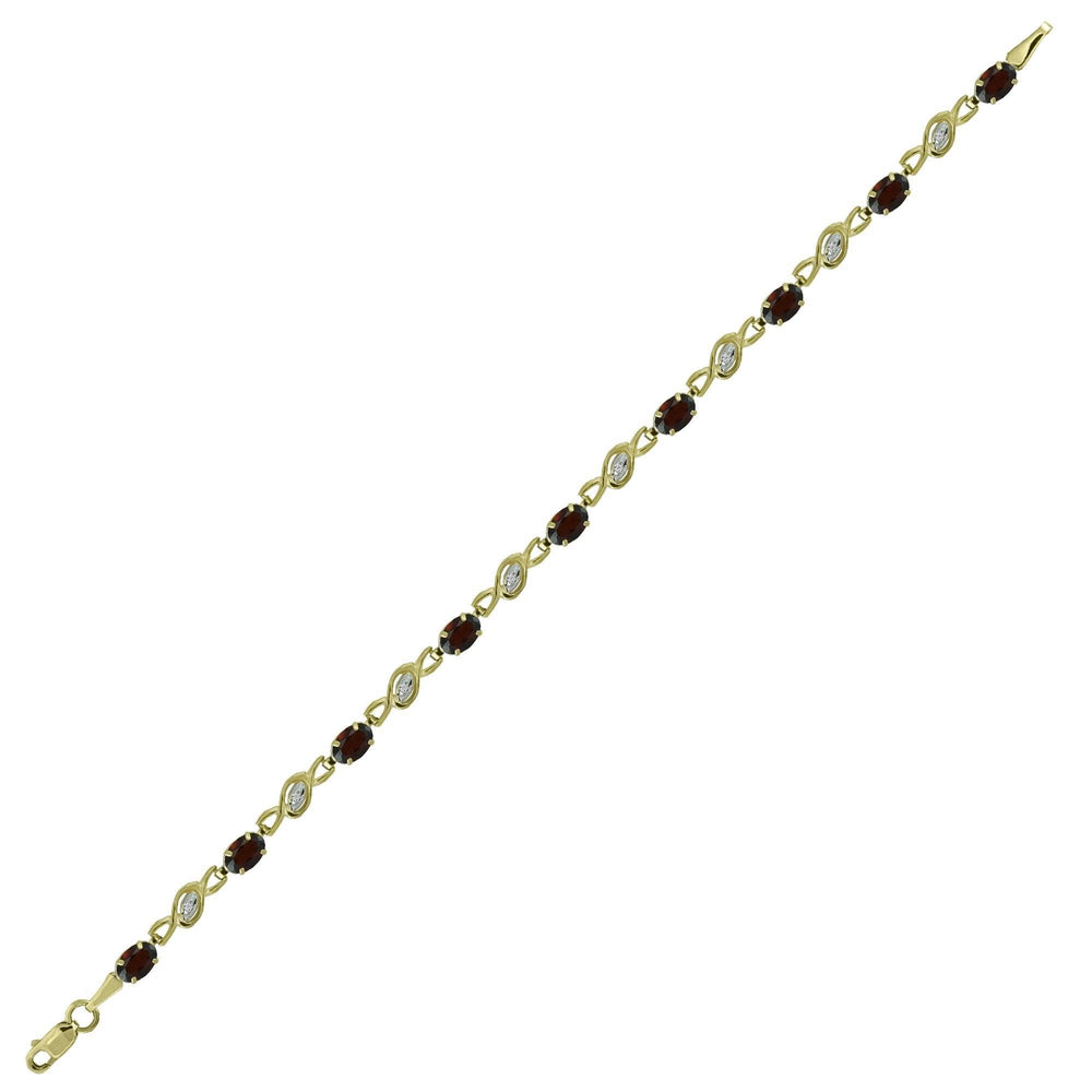 Garnet and Diamond Fashion Bracelet in 10K Yellow Gold - jewelerize.com