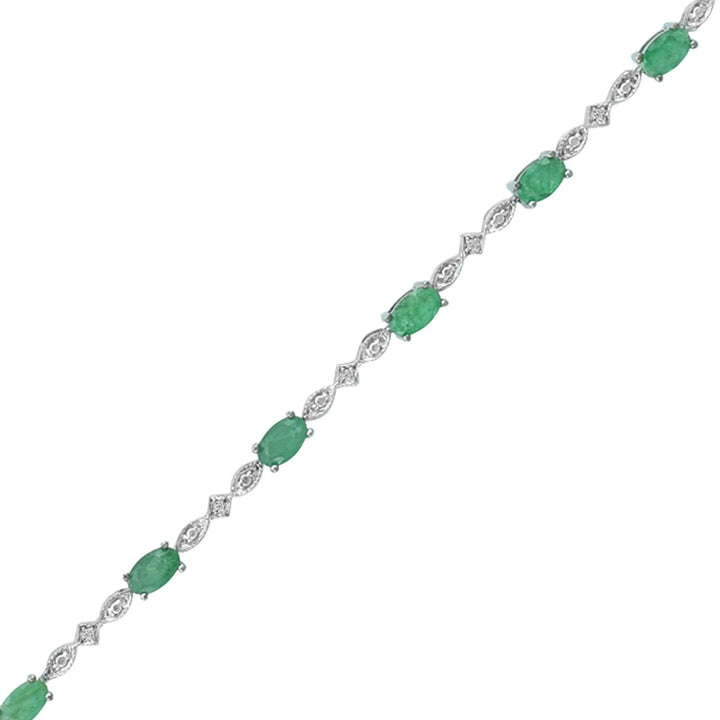 Emerald and Diamond Accent Tennis Bracelet in Silver - jewelerize.com