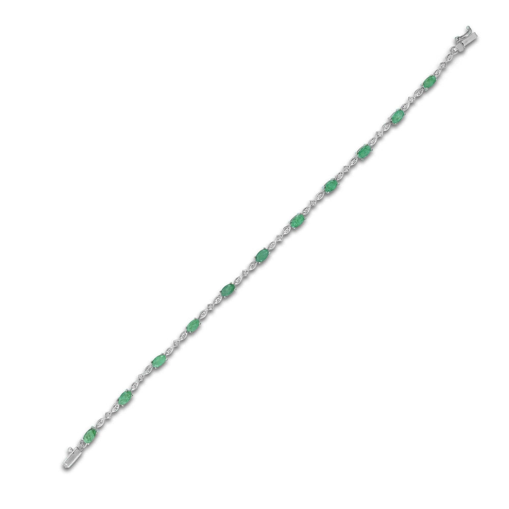 Emerald and Diamond Accent Tennis Bracelet in Silver - jewelerize.com