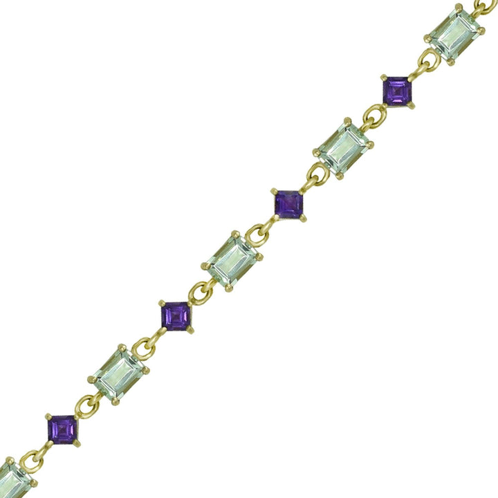 Green and Purple Amethyst Fashion Bracelet in 10K Yellow Gold - jewelerize.com