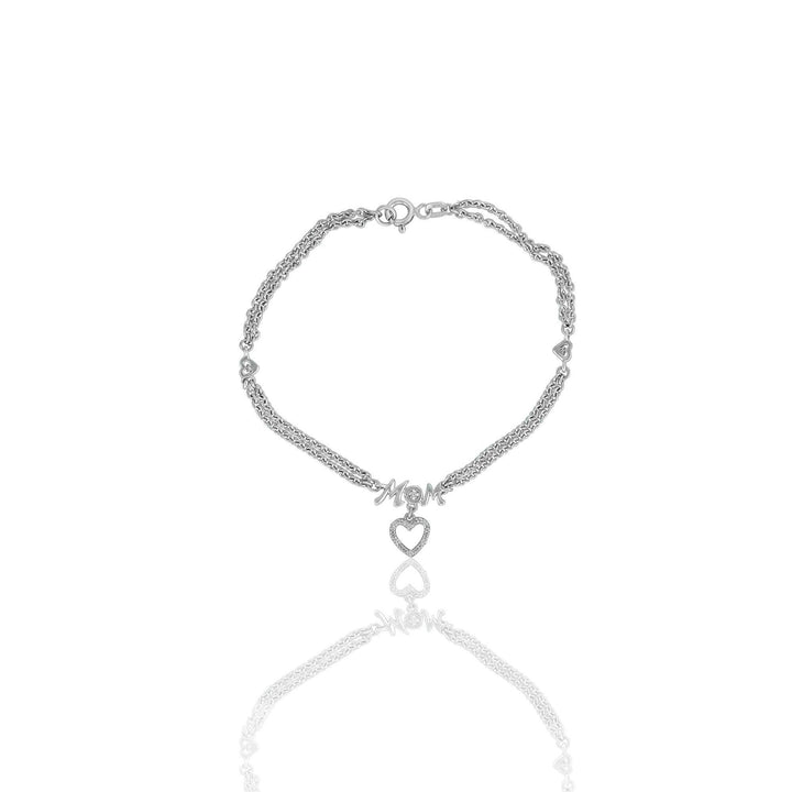 Diamond Acccent 'Mom' Chain Bracelet in Silver - jewelerize.com